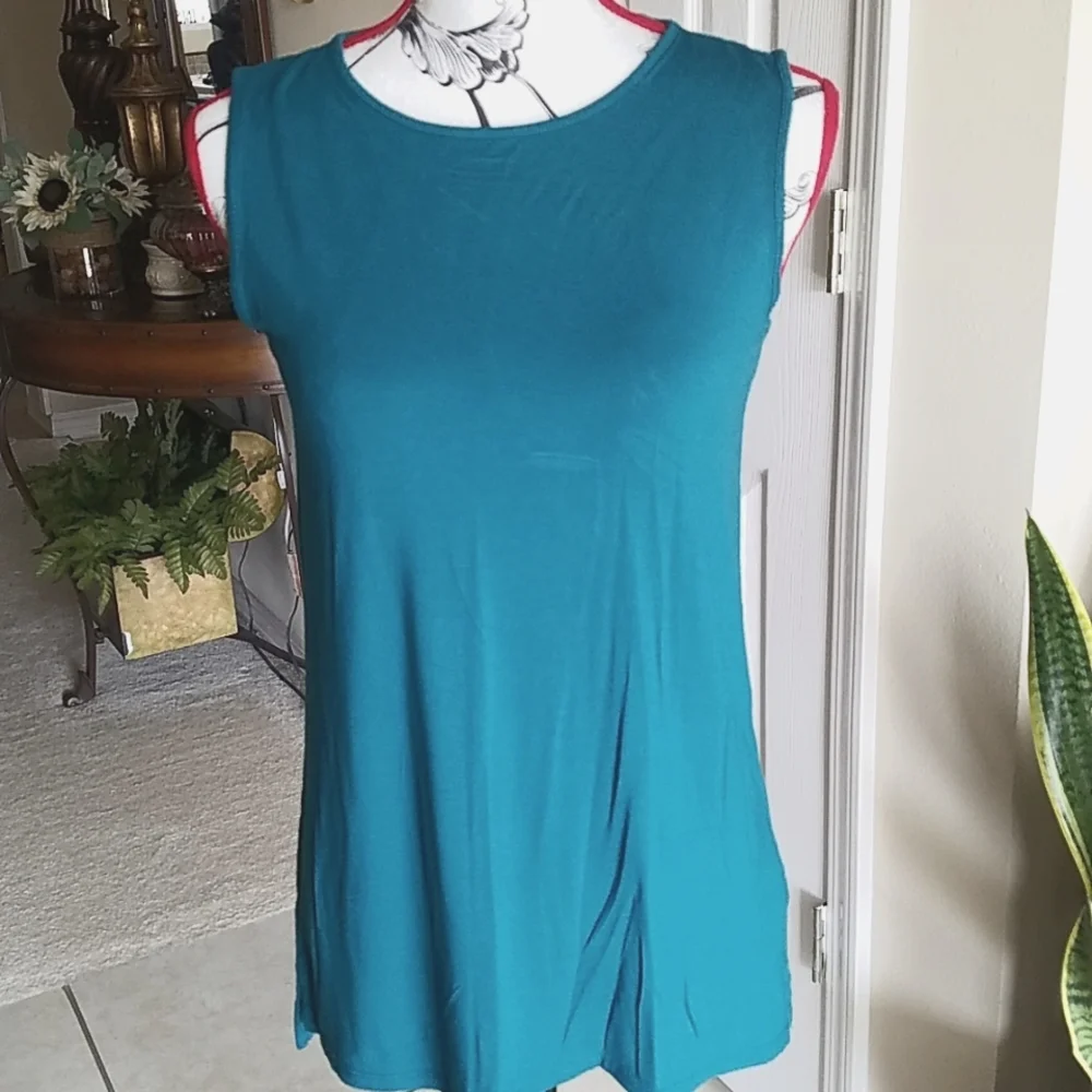 j. jILL, Teal, top, sleeveless, round neck, size XS - Picture 3 of 6